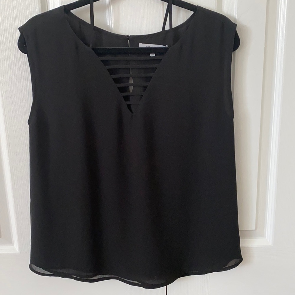 Naked Zebra Chiffon Sleeveless Blouse Black sz S